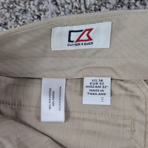 Cutter & Buck Double Pleat Microfiber Dress Pants, Slacks. Beige, 36X32. NWT!! - Picture 6 of 10